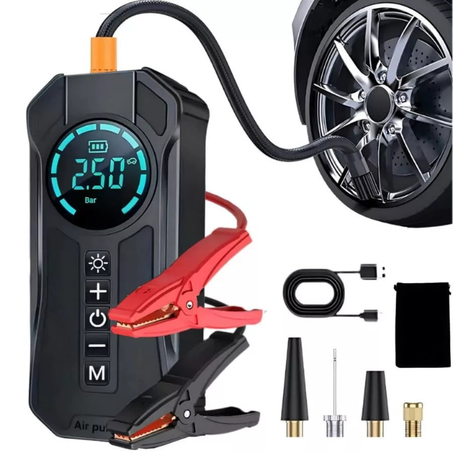POWERMAX 4X1™ — Arrancador, Inflador, Linterna y Power Bank
